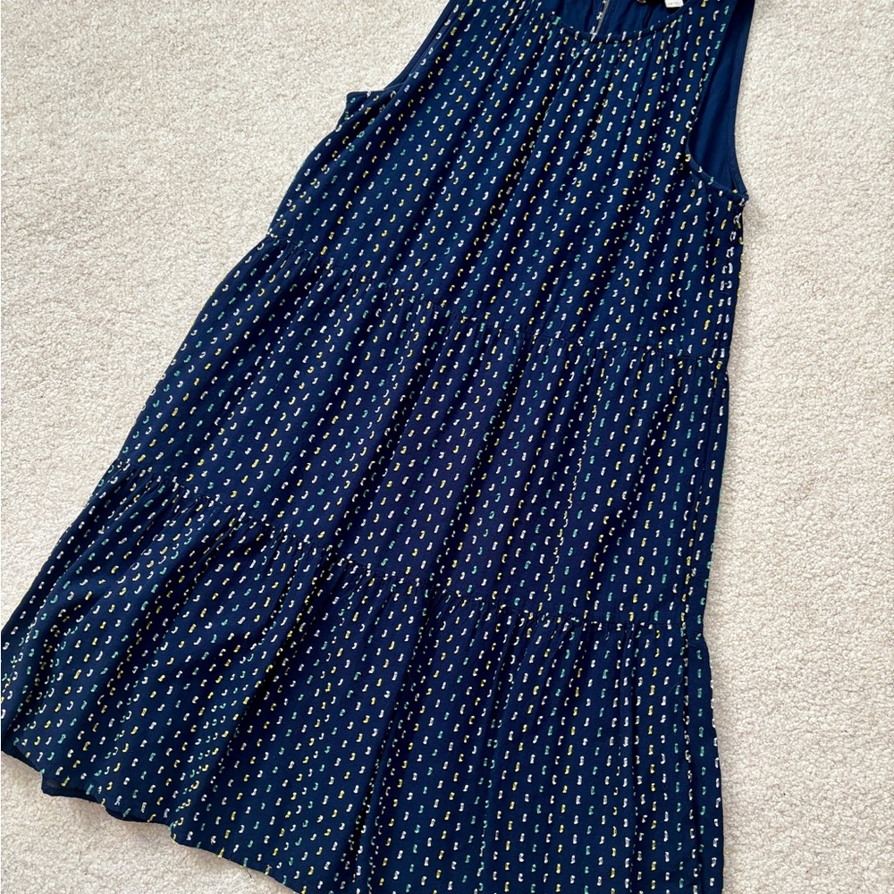 Ann Taylor Loft Navy Sleeveless Dress with Pattern